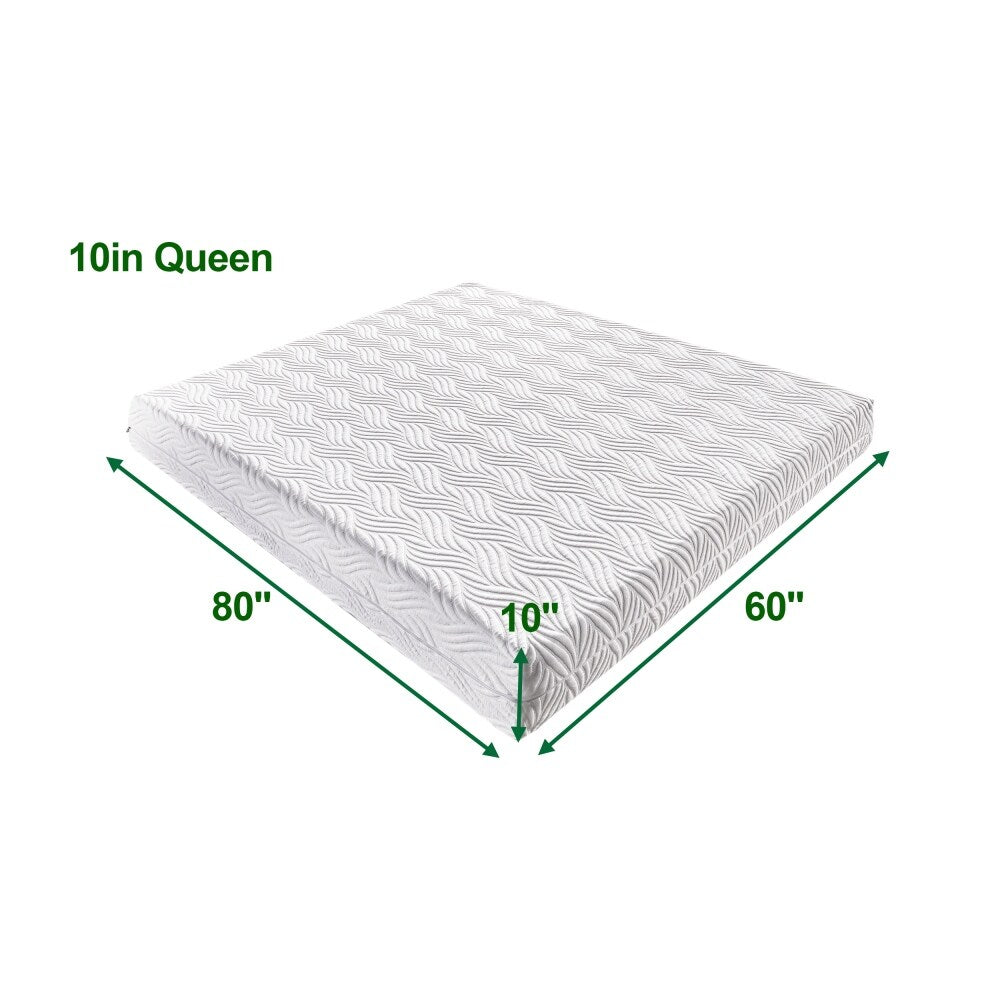 Materasso in memory foam bianco da 10 pollici in una scatola