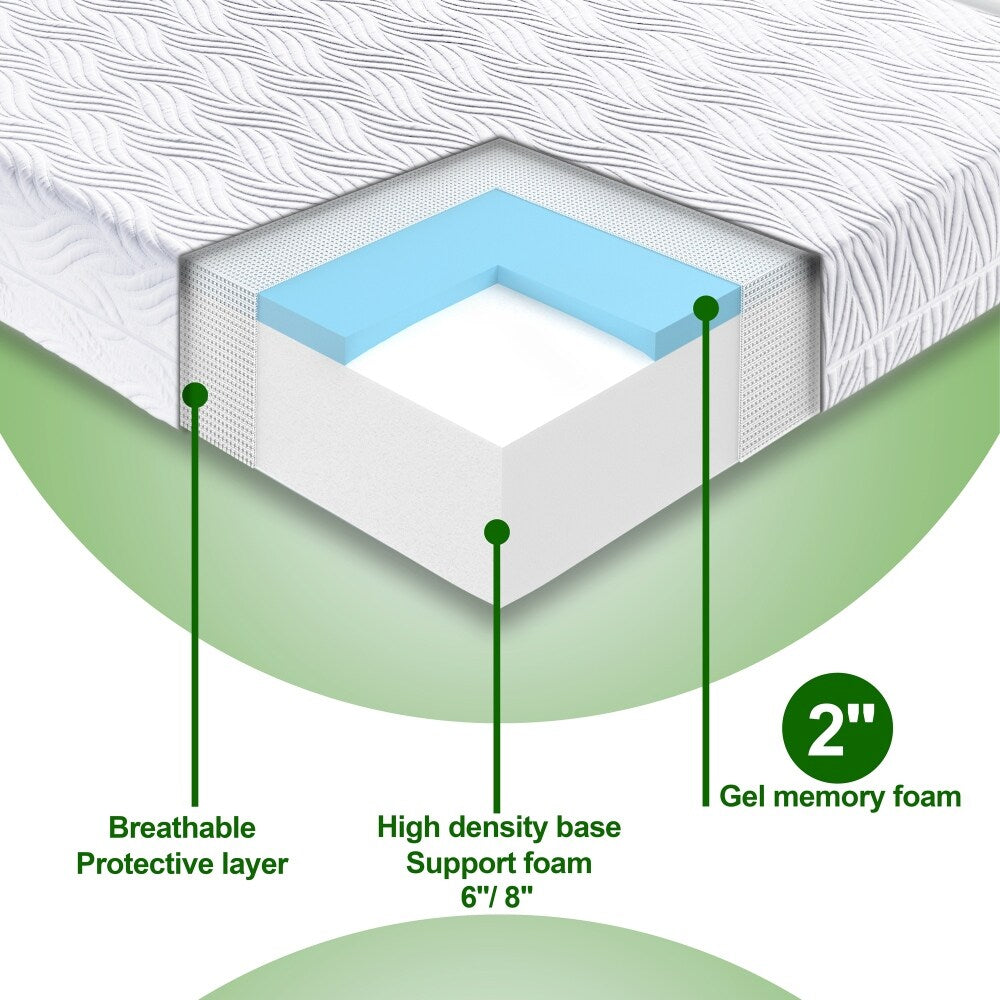 Materasso in memory foam bianco da 10 pollici in una scatola