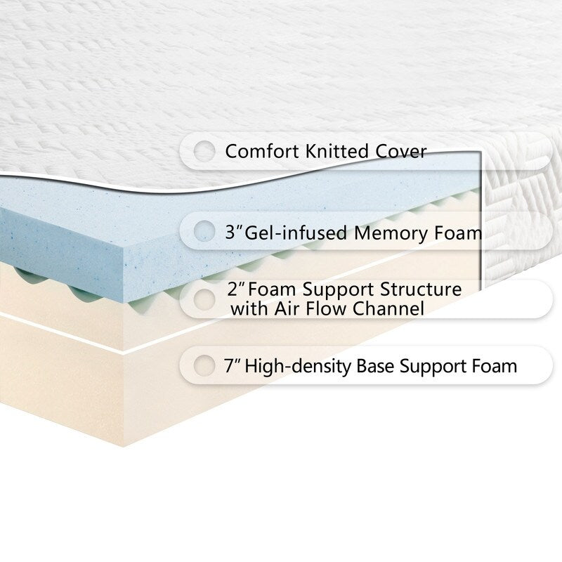 Materasso in memory foam COOL da 12 pollici, mediamente rigido, con 2 cuscini, matrimoniale