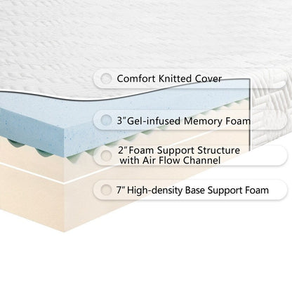 Materasso in memory foam COOL da 12 pollici, mediamente rigido, con 2 cuscini, matrimoniale