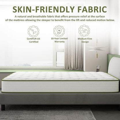 Materasso ibrido in memory foam da 10 pollici in una scatola