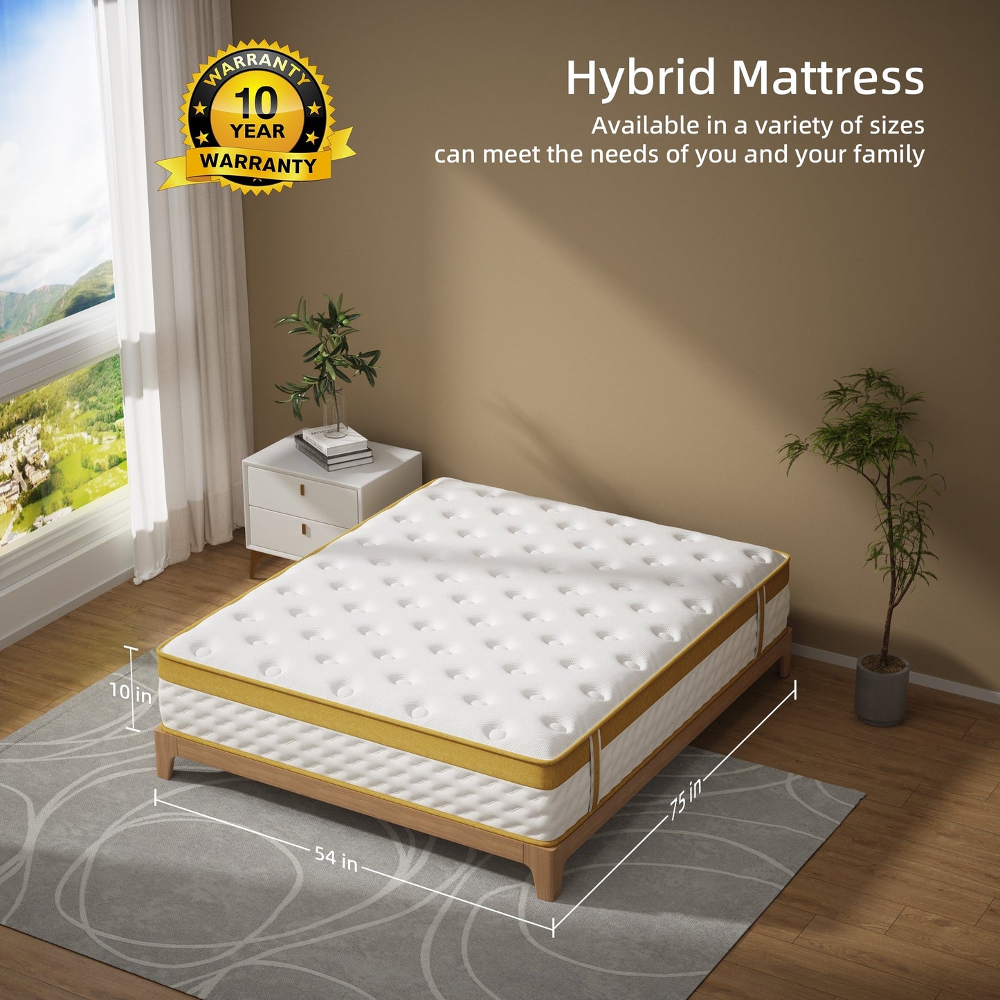 Materasso ibrido in memory foam e molle interne da 10 pollici