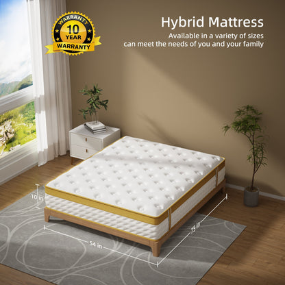 Materasso ibrido in memory foam e molle interne da 10 pollici