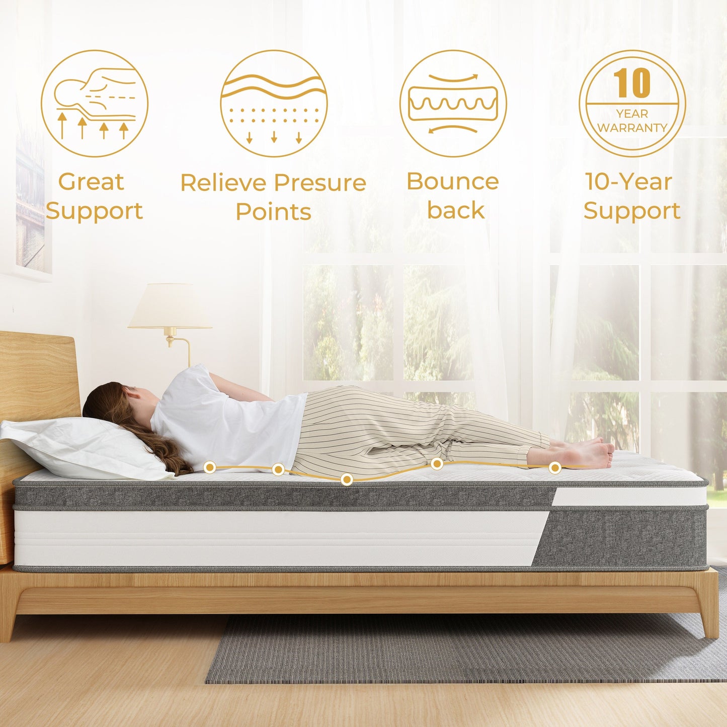 Materasso ibrido in memory foam e molle interne da 10 pollici