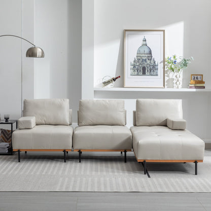Divano a L in tessuto da 100,7'' con pouf mobile e gambe in metallo