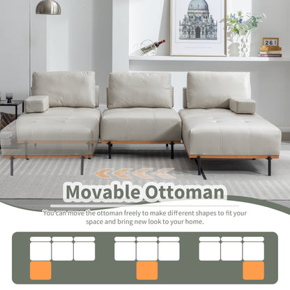 Divano a L in tessuto da 100,7'' con pouf mobile e gambe in metallo