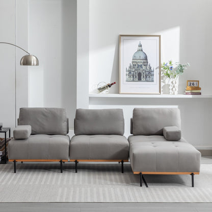Divano a L in tessuto da 100,7'' con pouf mobile e gambe in metallo