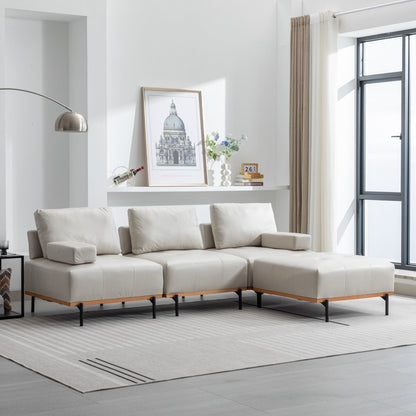Divano a L in tessuto da 100,7'' con pouf mobile e gambe in metallo