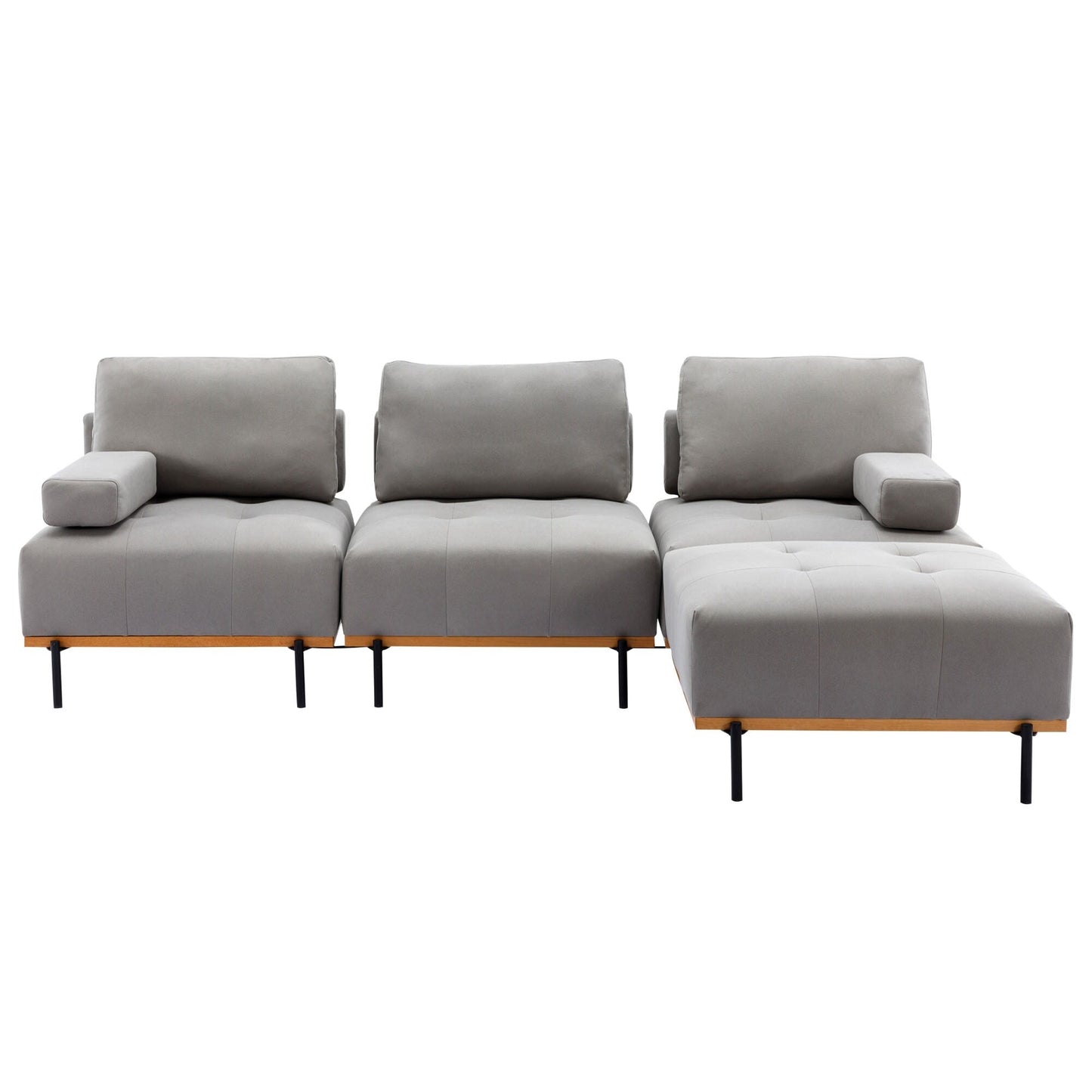 Divano a L in tessuto da 100,7'' con pouf mobile e gambe in metallo