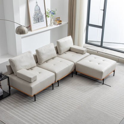 Divano a L in tessuto da 100,7'' con pouf mobile e gambe in metallo