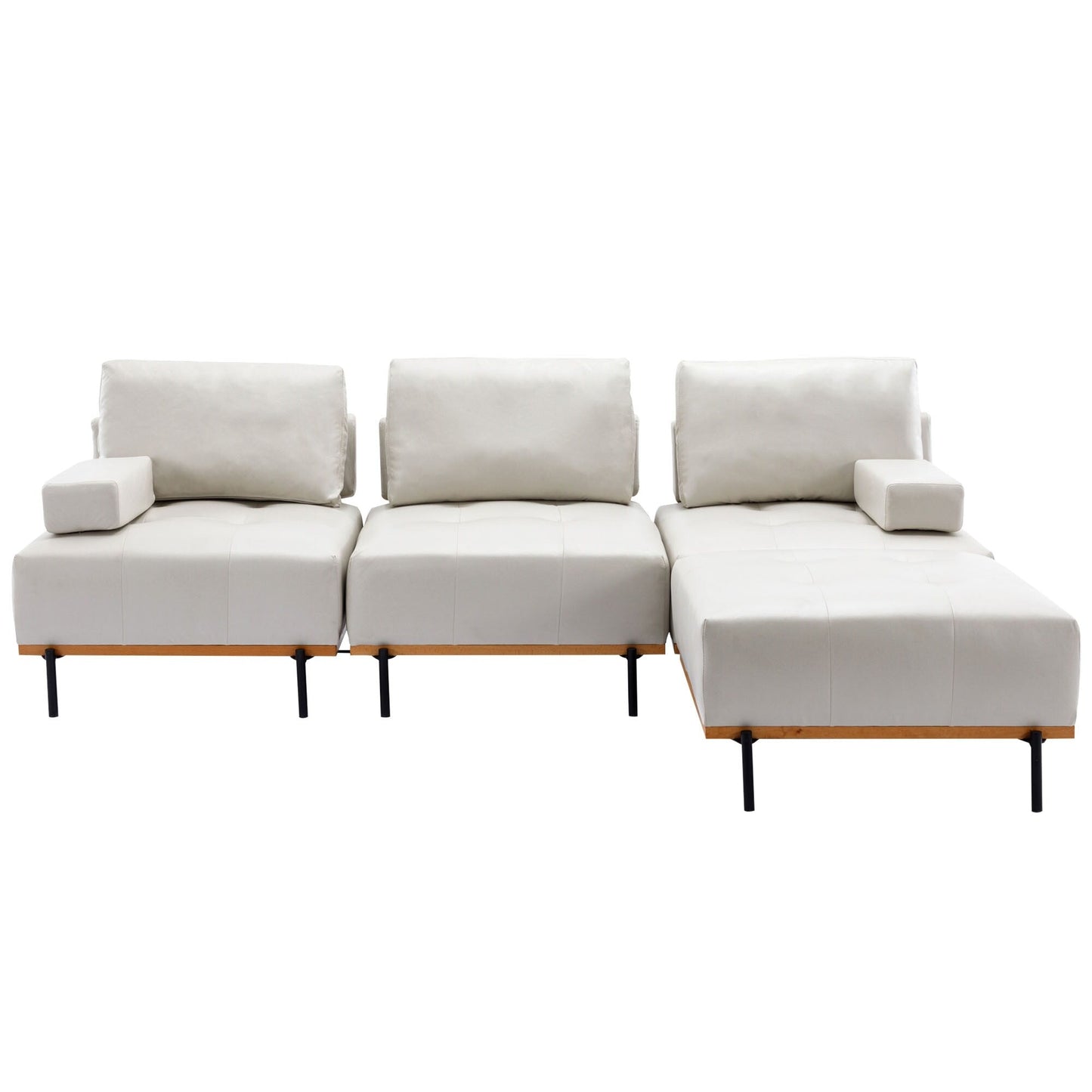 Divano a L in tessuto da 100,7'' con pouf mobile e gambe in metallo