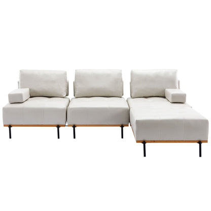 Divano a L in tessuto da 100,7'' con pouf mobile e gambe in metallo