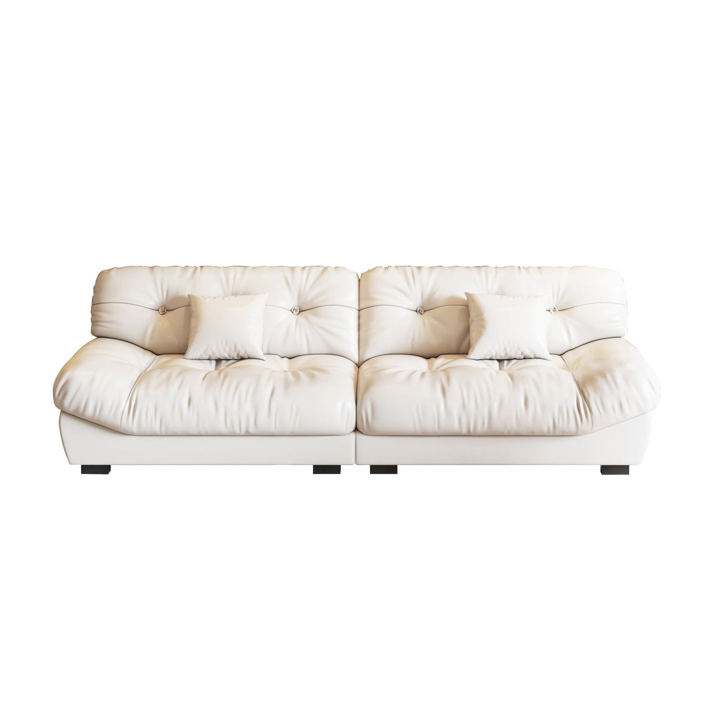 Divano in pelle e piume Mid-Century a 3 posti 102.4 - 110,2 x 31,9