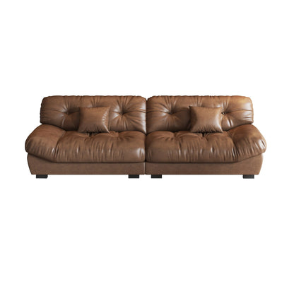 Divano in pelle e piume Mid-Century a 3 posti 102.4 - 110,2 x 31,9