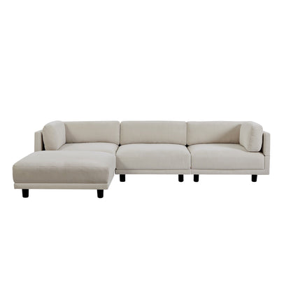 Divano componibile a L in poliestere da 102,4'' con poggiapiedi reversibile, cuscini spessi e gambe in plastica resistente