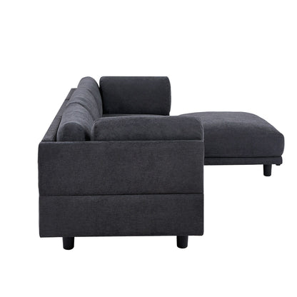 Divano componibile a L in poliestere da 102,4'' con poggiapiedi reversibile, cuscini spessi e gambe in plastica resistente