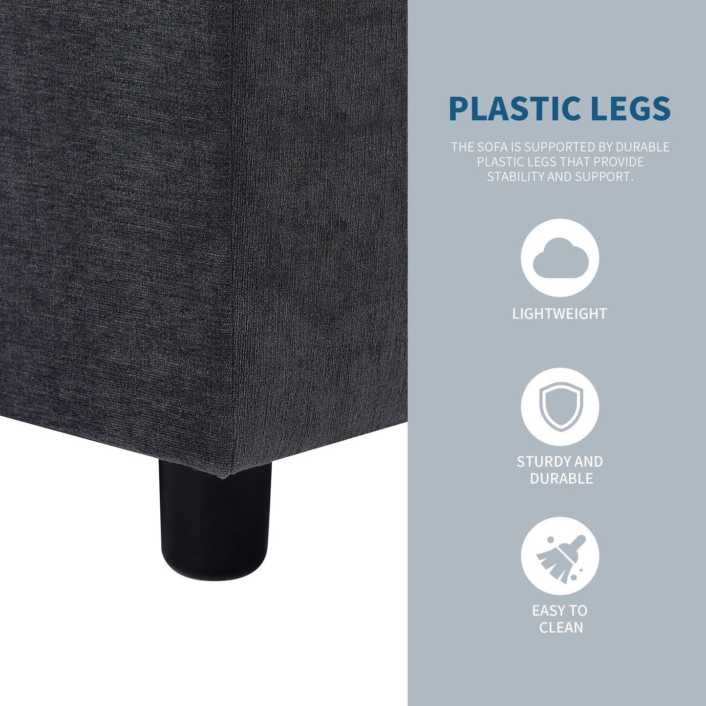 Divano componibile a L in poliestere da 102,4'' con poggiapiedi reversibile, cuscini spessi e gambe in plastica resistente