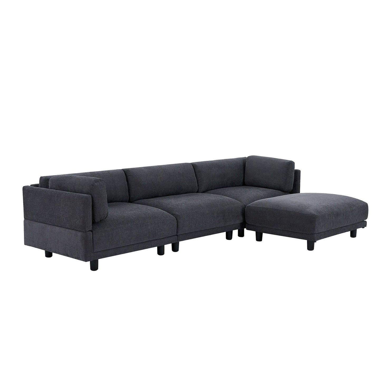Divano componibile a L in poliestere da 102,4'' con poggiapiedi reversibile, cuscini spessi e gambe in plastica resistente