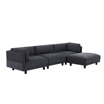 Divano componibile a L in poliestere da 102,4'' con poggiapiedi reversibile, cuscini spessi e gambe in plastica resistente