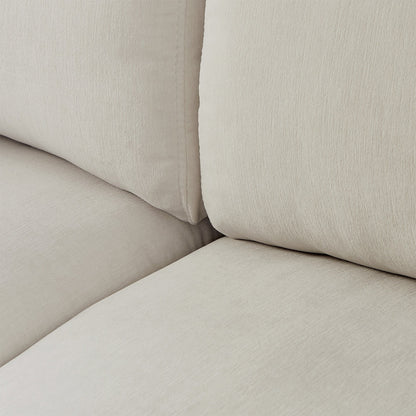 Divano componibile a L in poliestere da 102,4'' con pouf reversibile, cuscini morbidi e robusta base in plastica