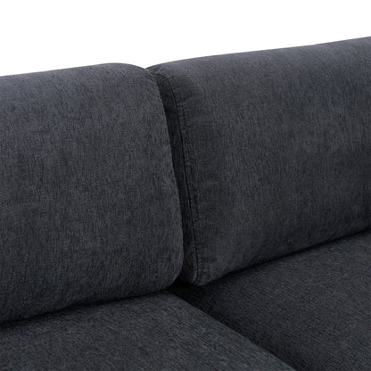 Divano componibile a L in poliestere da 102,4'' con pouf reversibile, cuscini morbidi e robusta base in plastica