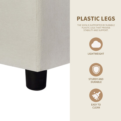 Divano componibile a L in poliestere da 102,4'' con pouf reversibile, cuscini morbidi e robusta base in plastica