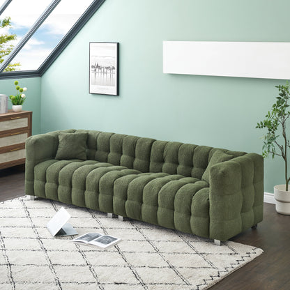 Divano Teddy Velvet da 102'' a 4 posti con gambe in metallo e cuscini decorativi, design moderno multidirezionale per il soggiorno