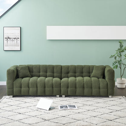 Divano Teddy Velvet da 102'' a 4 posti con gambe in metallo e cuscini decorativi, design moderno multidirezionale per il soggiorno