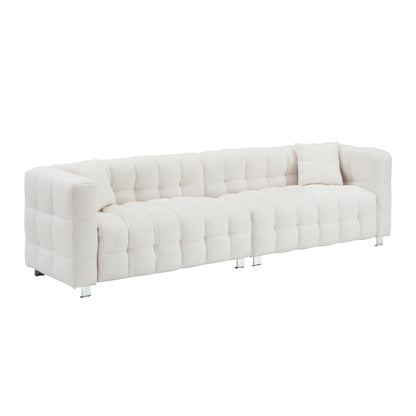 Divano Teddy Velvet da 102'' a 4 posti con gambe in metallo e cuscini decorativi, design moderno multidirezionale per il soggiorno