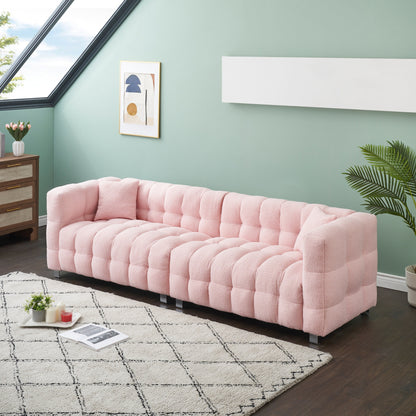 Divano Teddy Velvet da 102'' a 4 posti con gambe in metallo e cuscini decorativi, design moderno multidirezionale per il soggiorno