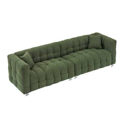 Divano Teddy Velvet da 102'' a 4 posti con gambe in metallo e cuscini decorativi, design moderno multidirezionale per il soggiorno
