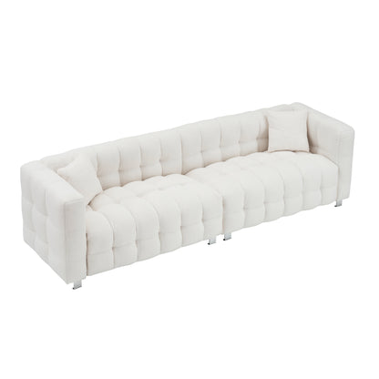 Divano Teddy Velvet da 102'' a 4 posti con gambe in metallo e cuscini decorativi, design moderno multidirezionale per il soggiorno