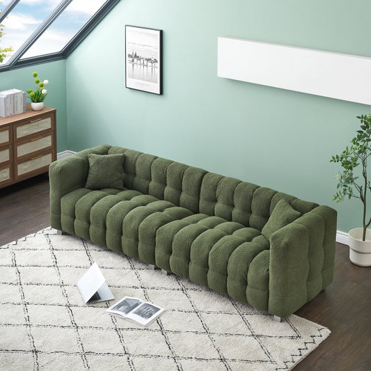 Divano Teddy Velvet da 102'' a 4 posti con gambe in metallo e cuscini decorativi, design moderno multidirezionale per il soggiorno