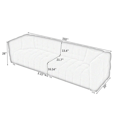 Divano Teddy Velvet da 102'' a 4 posti con gambe in metallo e cuscini decorativi, design moderno multidirezionale per il soggiorno
