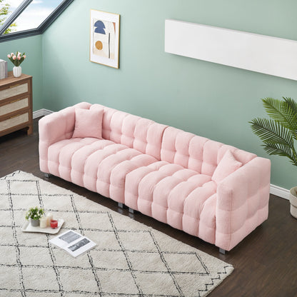 Divano Teddy Velvet da 102'' a 4 posti con gambe in metallo e cuscini decorativi, design moderno multidirezionale per il soggiorno