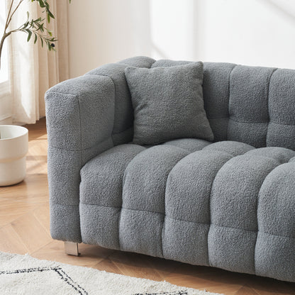 Divano Teddy Velvet da 102'' a 4 posti con gambe in metallo e cuscini decorativi, design moderno multidirezionale per il soggiorno