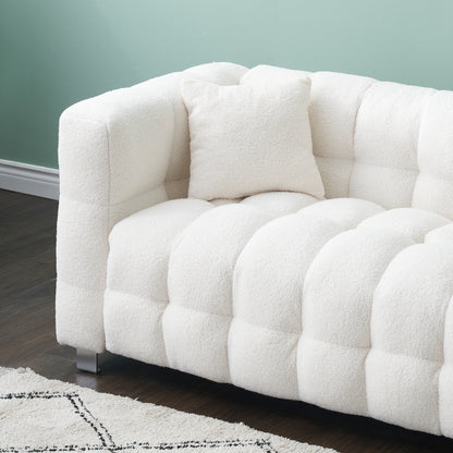 Divano Teddy Velvet da 102'' a 4 posti con gambe in metallo e cuscini decorativi, design moderno multidirezionale per il soggiorno