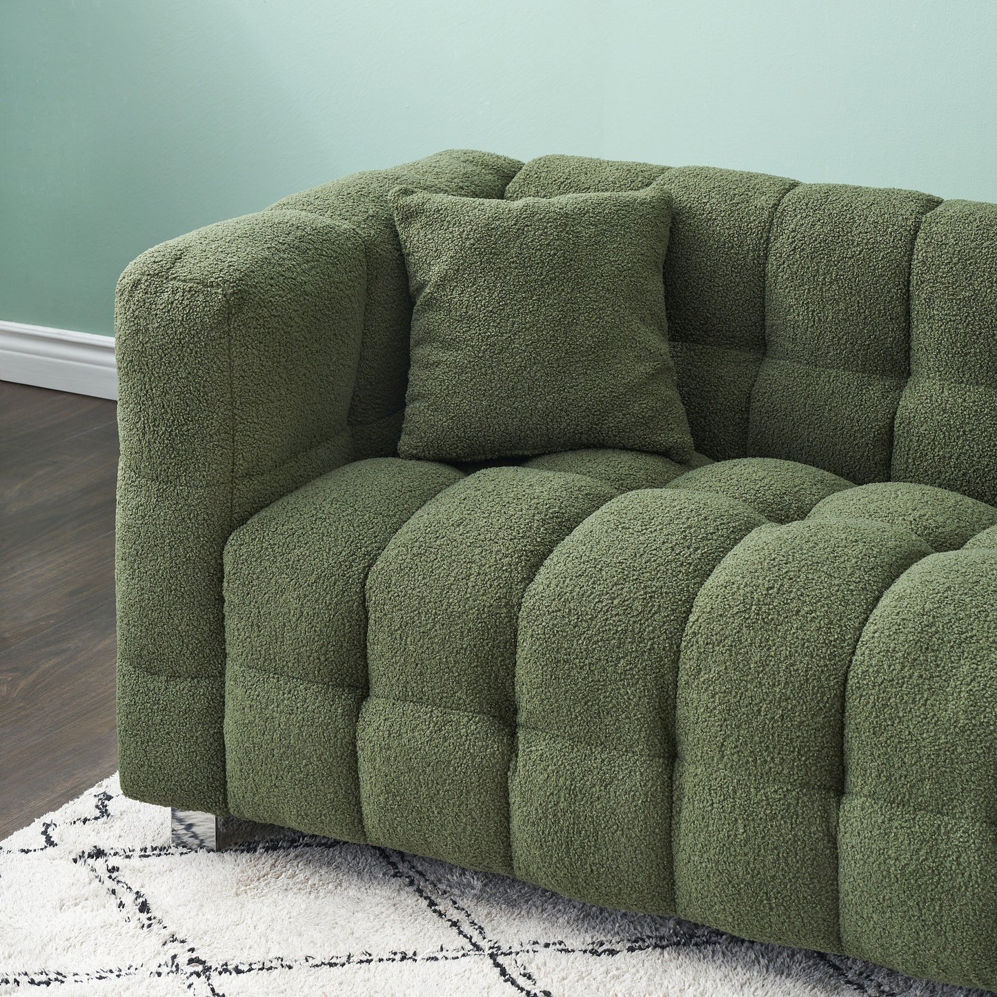 Divano Teddy Velvet da 102'' a 4 posti con gambe in metallo e cuscini decorativi, design moderno multidirezionale per il soggiorno
