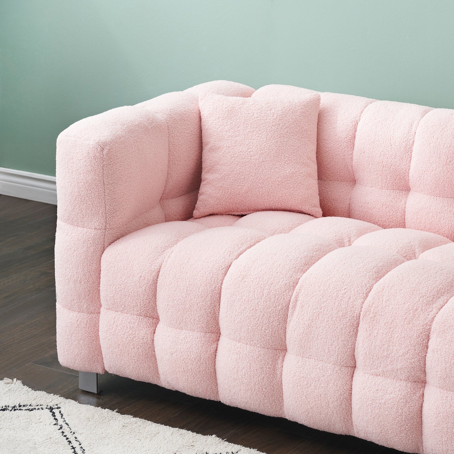 Divano Teddy Velvet da 102'' a 4 posti con gambe in metallo e cuscini decorativi, design moderno multidirezionale per il soggiorno