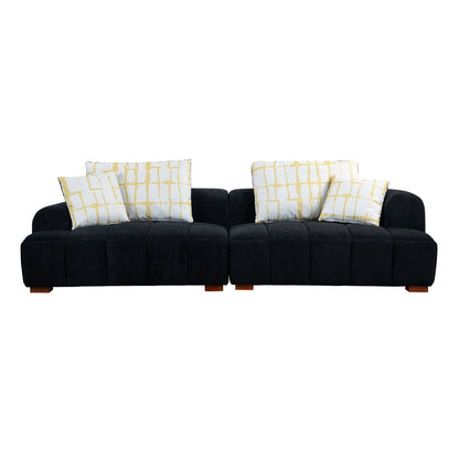 Comodo divano imbottito in velluto a coste con gambe in legno e cuscini - 38,50 x 103,90 x 25,10