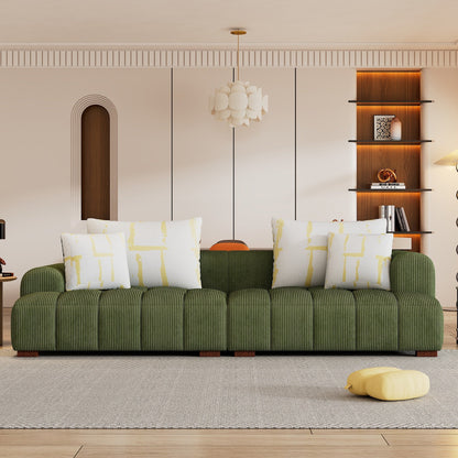 Comodo divano imbottito in velluto a coste con gambe in legno e cuscini - 38,50 x 103,90 x 25,10