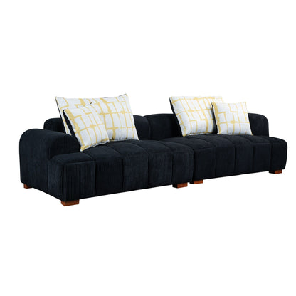 Comodo divano imbottito in velluto a coste con gambe in legno e cuscini - 38,50 x 103,90 x 25,10