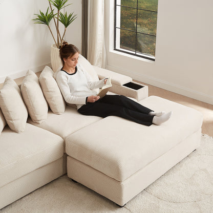 Divano a L in velluto a coste oversize da 104 pollici con chaise longue
