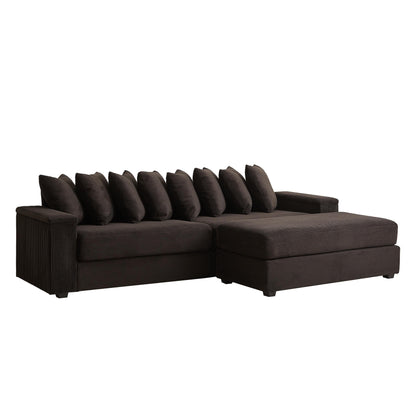 Divano a L in velluto a coste oversize da 104 pollici con chaise longue