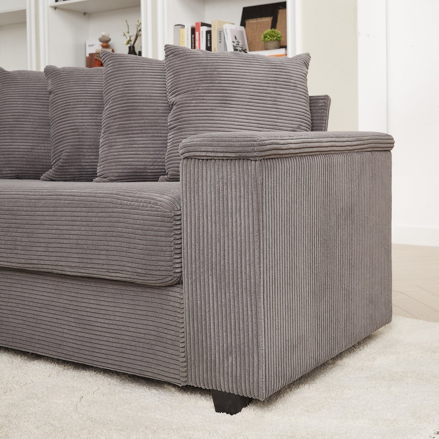Divano a L in velluto a coste oversize da 104 pollici con chaise longue