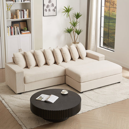 Divano a L in velluto a coste oversize da 104 pollici con chaise longue
