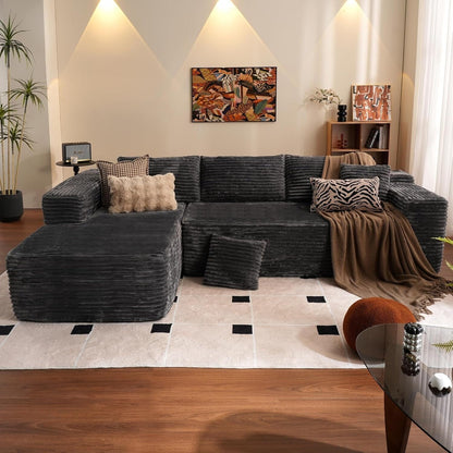 Divano componibile a forma di L 104 - Divano modulare con seduta profonda per soggiorno e camera da letto, senza montaggio