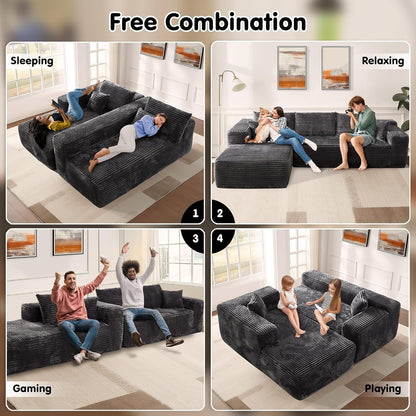 Divano componibile a forma di L 104 - Divano modulare con seduta profonda per soggiorno e camera da letto, senza montaggio