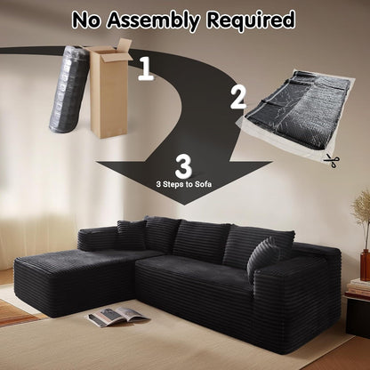 Divano componibile a forma di L 104 - Divano modulare con seduta profonda per soggiorno e camera da letto, senza montaggio