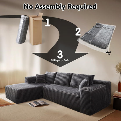 Divano componibile a forma di L 104 - Divano modulare con seduta profonda per soggiorno e camera da letto, senza montaggio